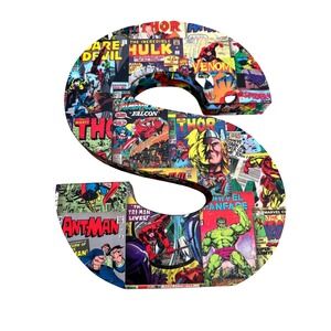 Marvel Comic Letter S Wall Decor Collage Iron Man Spiderman Captain America Hulk